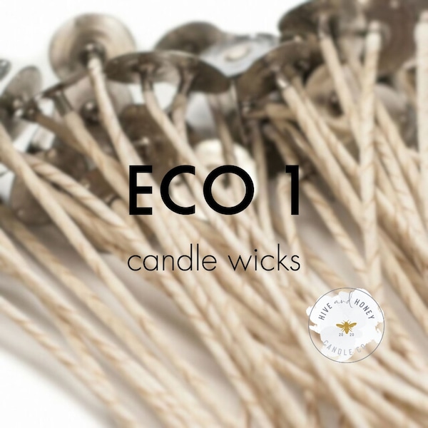 ECO 1 6" Pretabbed Wick | ECO Candle Wicks | 6 Inches | Prewaxed, Pretabbed | Pack of 12 or 100 | Low Soot | Cotton Wicks | Self Trimming
