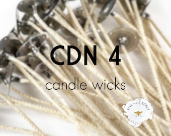 CDN 4 | 6" Pretabbed Wick | CDN Candle Wicks | 6 Inches | Prewaxed, Pretabbed | Pack of 12 or 100 | Cotton Wicks For Soy Wax + Coconut Wax