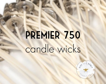 Premium 750 | 6" Pretabbed Docht | Premium Candle Dochte | 6 Inches | Vorgewachst, Pretabbed | Packung mit 12 oder 100 | Rußarm | Baumwolldochte