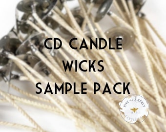 CD Candle Wicks Sample Pack | 6" Long, Pretabbed, Prewaxed | Cd 2, Cd 3, Cd 4, Cd 5, Cd 6, Cd 7, Cd8, Cd 10, Cd 12, Cd 14, Cd 16