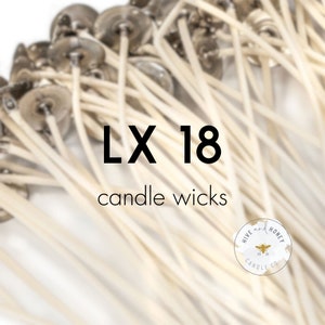 LX 18 | 6" Pretabbed Wick | LX Candle Wicks | Prewaxed, Pretabbed | Pack of 12 or 100 | Low Soot | Clean Cotton Wicks | LX18 Candle Wick