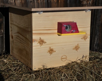 XXL Caja de abejorros de lujo con cera Cerradura de polilla Visualización Ventana Material de anidación Impregnado Resistente a la intemperie Bumblebee House Caja de anidación Bumblebee Villa Insect House