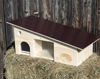 Hedgehog house feeder with viewing window