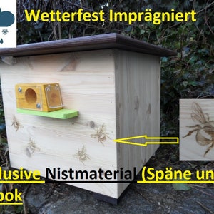 XXL Luxus Hummelkasten mit Wachsmottensperre Sichtfenster Nistmaterial Imprägniert Wetterfest Hummelhaus Nistkasten Hummelvilla Insektenhaus Bild 2