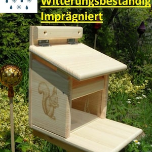 Squirrel feeder 2 X by hand impregnated Feeding station spruce-wood feeder feeder feeder for hanging and placing