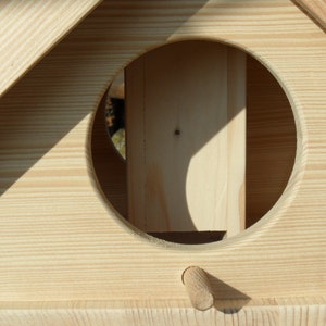 Weather resistant Impregnated aviary Larch wood feeder with feed silo for hanging and placing image 6