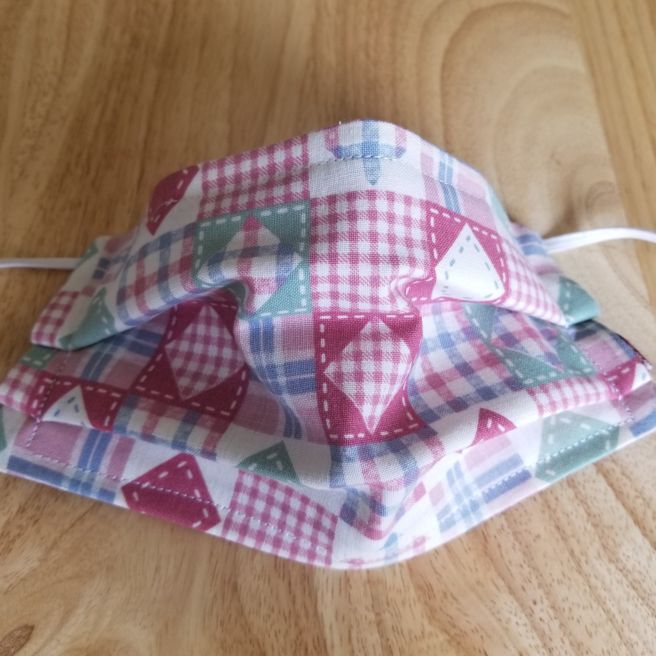 Face Mask Quilt Print And Plaid Fabric Reusable Reversible Etsy