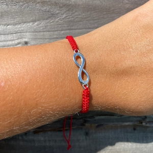 Red Nylon Cord Infinity Bracelet: Adjustable Friendship Jewelry