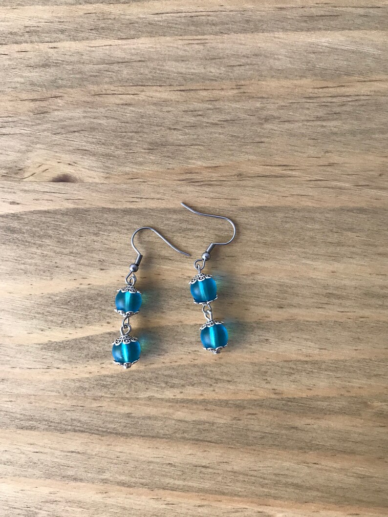 Blue Matte Quartz Earrings Gift for Her Gift Ideas - Etsy