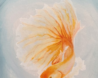 Betta Fish acrylic painting on canvas panel