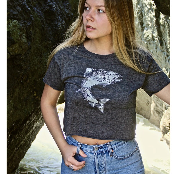 Steelhead Fish Design crop-T-shirt