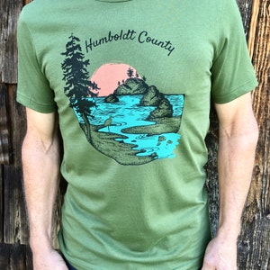 Humboldt County Design Unisex T-shirt Olive Green