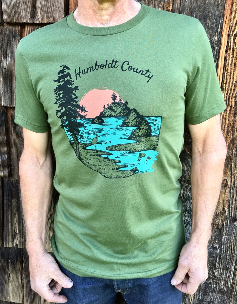 Humboldt County Design Unisex T-shirt Olive Green