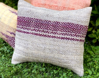 Purple Stripe Homespun and Handwoven Throw Pillow Cover