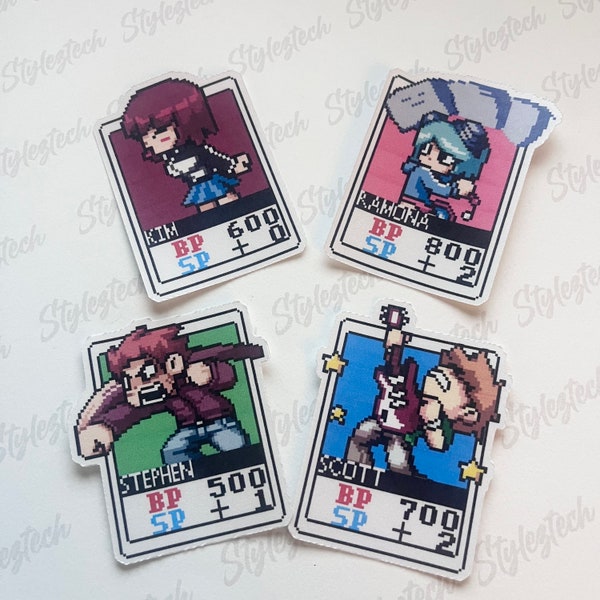 Scott Pilgrim VS. The World | Card Fighters - set 1 | vinyl stickers | Laptop stickers | Game stickers | card game
