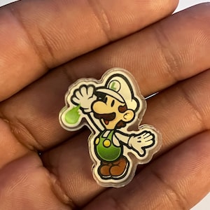 Fire Paper Luigi - Paper Mario Pin - Paper Mario Sticker - Paper Mario