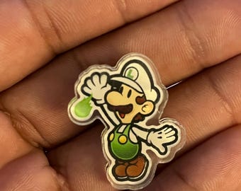Fire Paper Luigi - Paper Mario Pin - Paper Mario Sticker - Paper Mario