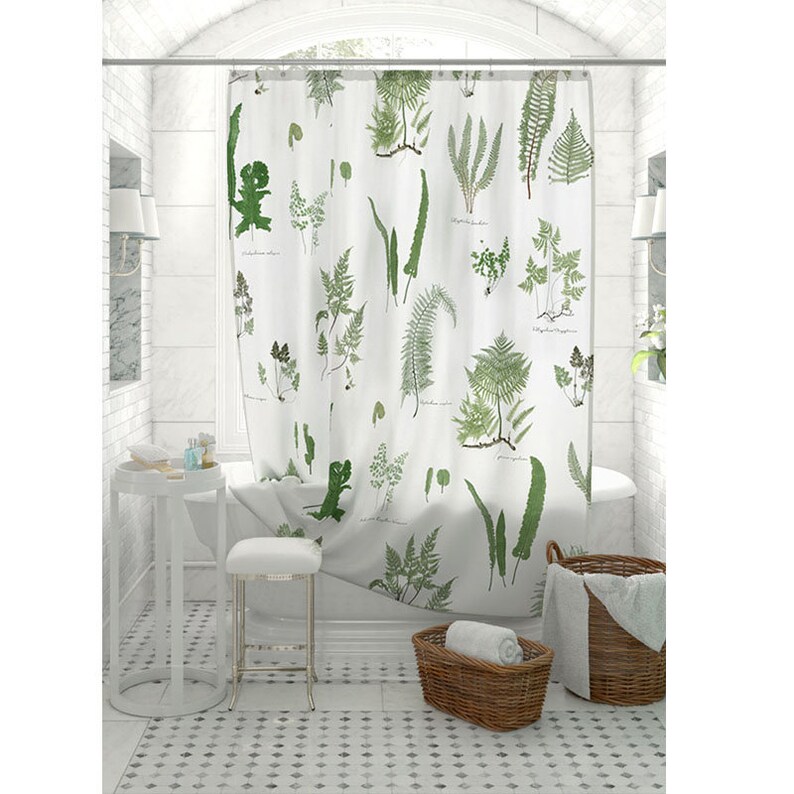 Special Ferns Shower Curtain, Nature Shower Curtain, Leaves Shower Curtain, Retro Shower Curtain