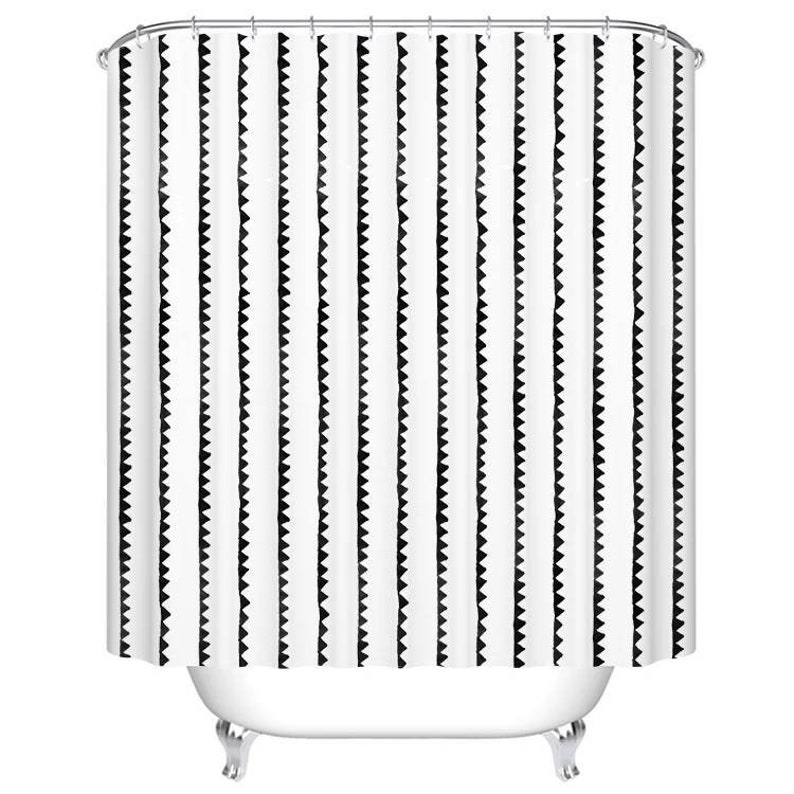 Black and White Shower Curtain Nice Black Stripes Clean Etsy