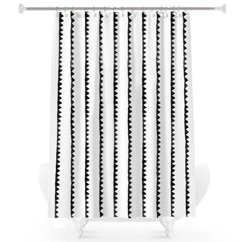 Black and White Shower Curtain Nice Black Stripes Clean Etsy