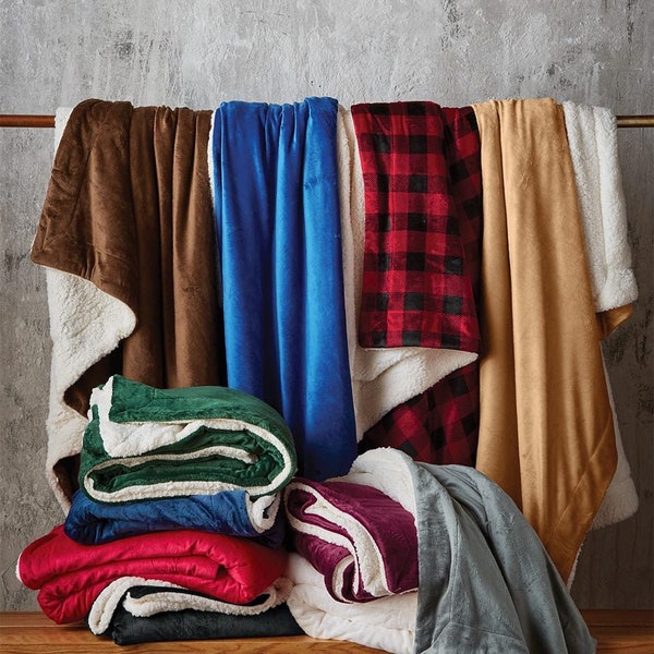 Personalized Monogram Sherpa Blanket - Custom Name Fleece Blanket, Monogrammed Throw Blanket, Housewarming Gift for Couple, Anniversary Gift