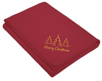 Sudadera con capucha de polar con diseño de árbol de Navidad, manta bordada, decoración de dormitorio, regalo de Navidad, decoración navideña, regalo de Navidad