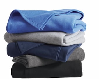 Oversized Personalized Fleece Sweatshirt Blanket, Custom Blanket, Embroidered Monogram Throw Blanket, Dorm Room Gift for College Student