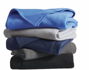 Couverture personnalisée surdimensionnée en sweat-shirt en polaire, couverture personnalisée, jeté monogramme brodé, cadeau pour chambre d'étudiant dans un dortoir