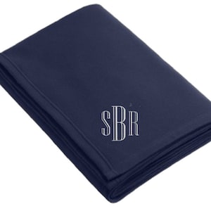 Personalized Embroidered Fleece Blanket with Monogram Custom Housewarming or Wedding Gift for Men or Women