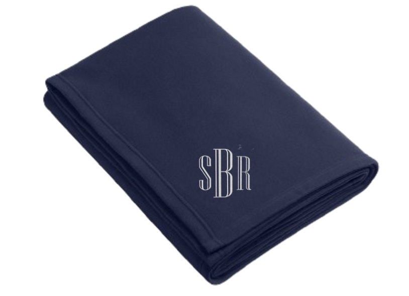 Personalized Embroidered Fleece Blanket with Monogram Custom Housewarming or Wedding Gift for Men or Women