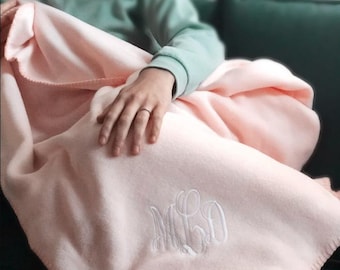 Personalized Fleece Monogram Throw Blanket - Gift for College Student Dorm Room Dcor Christmas Gift