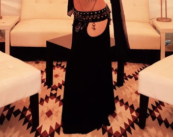 Belly dance skirt Long Black Skirt Bellydance Costume Tribal Fusion Maxi Skirt Goddess Skirt Oriental Costume  Bamboo Skirt Dancing Dakini