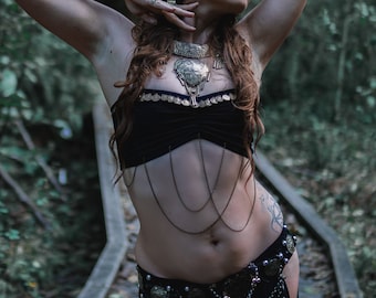 Bandou Halter Crop Top Bamboo Top Goddess Top Tribal Fusion Top Bellydance Top Halter Top Festival Top Fairy Top Bikini Top Dancing Dakini