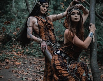 Snake Print Dress Backless Dress Hooded Dress  Sexy Dress Goddess Dress Fire Serpent Bamboo Belly Dance Dancing Dakini Serpentine Empress