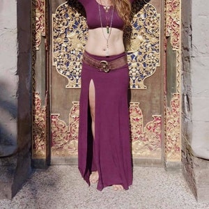 Einfacher Schlitzrock Dreiteiliger Rock Göttin Bambus Rock Lang Bauchtanz Rock Bauchtanz Tribal Fusion Rock Tanzen Dakini Designs