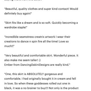 May include: Customer reviews for a skirt. The reviews highlight the soft fabric, flattering fit, and the seller's excellent customer service. The reviews also mention the skirt's versatility and how it can be dressed up or down.