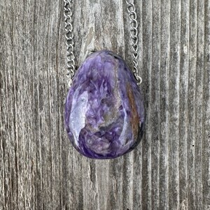 Charoite Necklace for Synergizing the Heart and Crown Chakra and Stimulating Spiritual Growth.