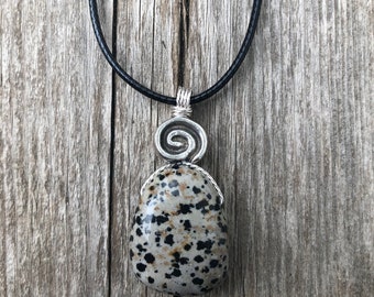 Dalmatian Jasper Necklace for Balance and Joy. Swirl Signifies Consciousness