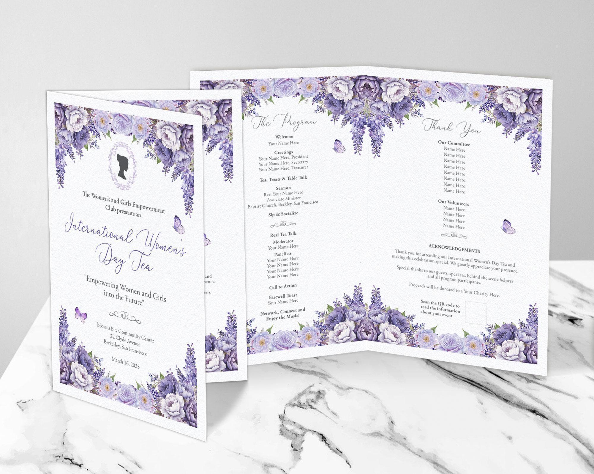 Tea Party Program With Bridgerton Cameo, Lavendar Color Flowers, Folded ...