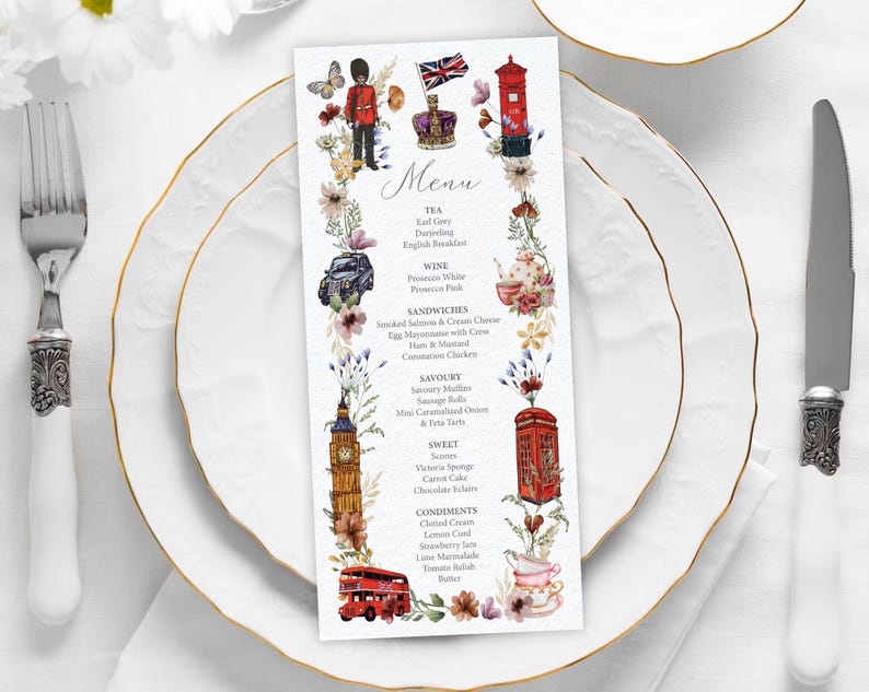 4-teiliges British Tea Party Bundle: London Icons, Corjl bearbeitbare Vorlagen Bild 5