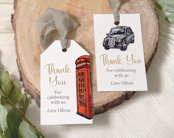 British Icon Geschenkanhänger: 8 London Party Geschenkaufkleber (bearbeitbare Corjl-Vorlage)