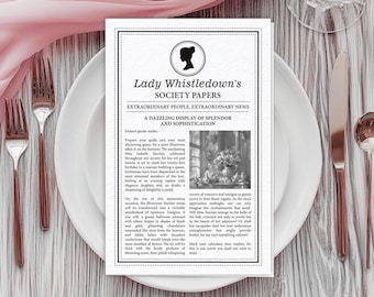 4ページのMS WORD Whistledown Inspired Societyリーフレット：テキストを追加して、すぐにデジタルダウンロード