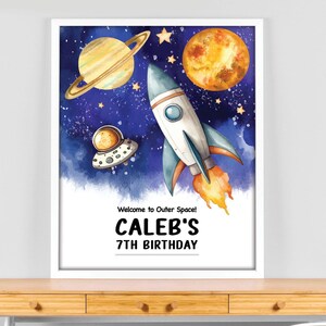 Astronaut Party Welcome Sign: Rocket, Planets, Spaceship (EDITABLE DIGITAL DOWNLOAD)