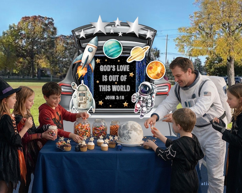 Jumbo Rockets Candy Gods Love Trunk or Treat Car Decorating Kit, Christian Theme, Space ...