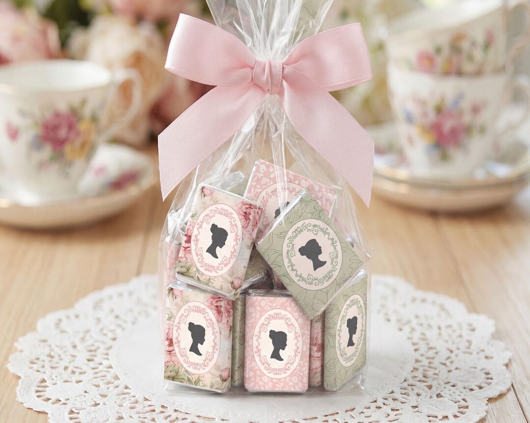 Small Wrappers Non-editable Regency Mini Chocolate Wrapper With Cameo, 3 Designs, Pink ...