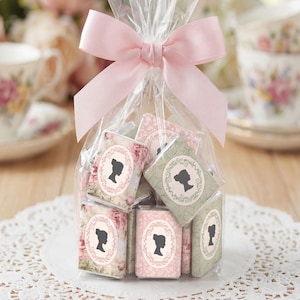 Non-Editable Regency Mini Chocolate Wrapper with Cameo, 3 Designs, Pink, Green