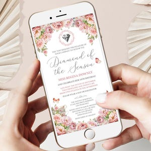 Diamond of the Season Mobile Invite: Cameo, Blush Pink, Teapot (Corjl Editable Template)