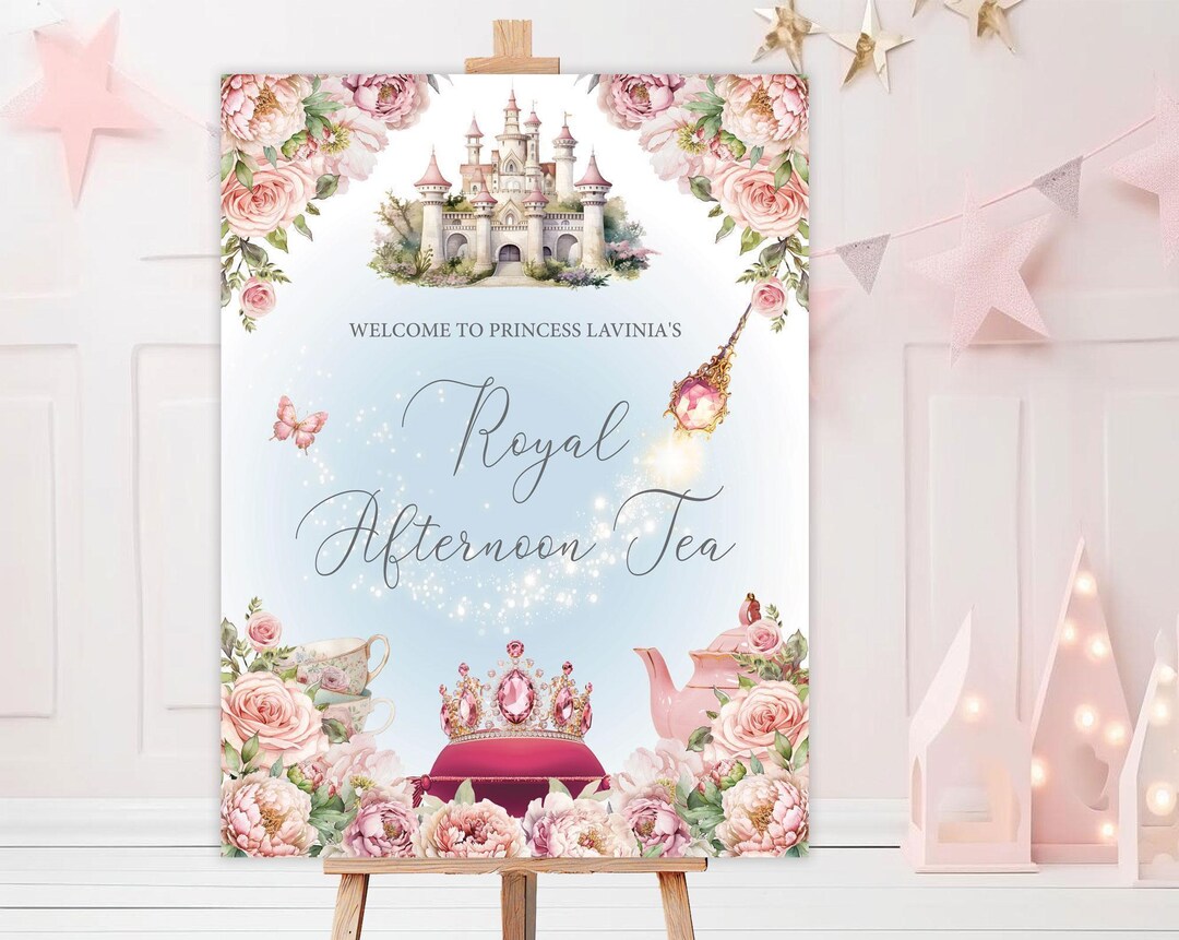 18 X 24 Princess Royal Afternoon Tea Welcome Sign, Blush Pink Flowers ...