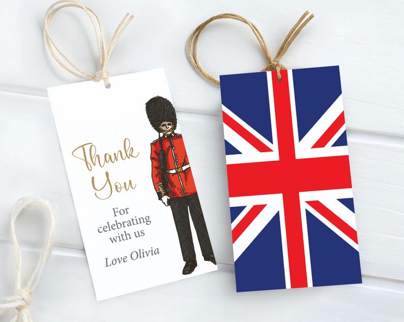 London Icon Favor Tags: British Party Printable (Editable Corjl Template)