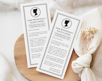 Whistledown Inspired Birthday Society Page, Regency Cameo, 4x9 Corjl Editable Template